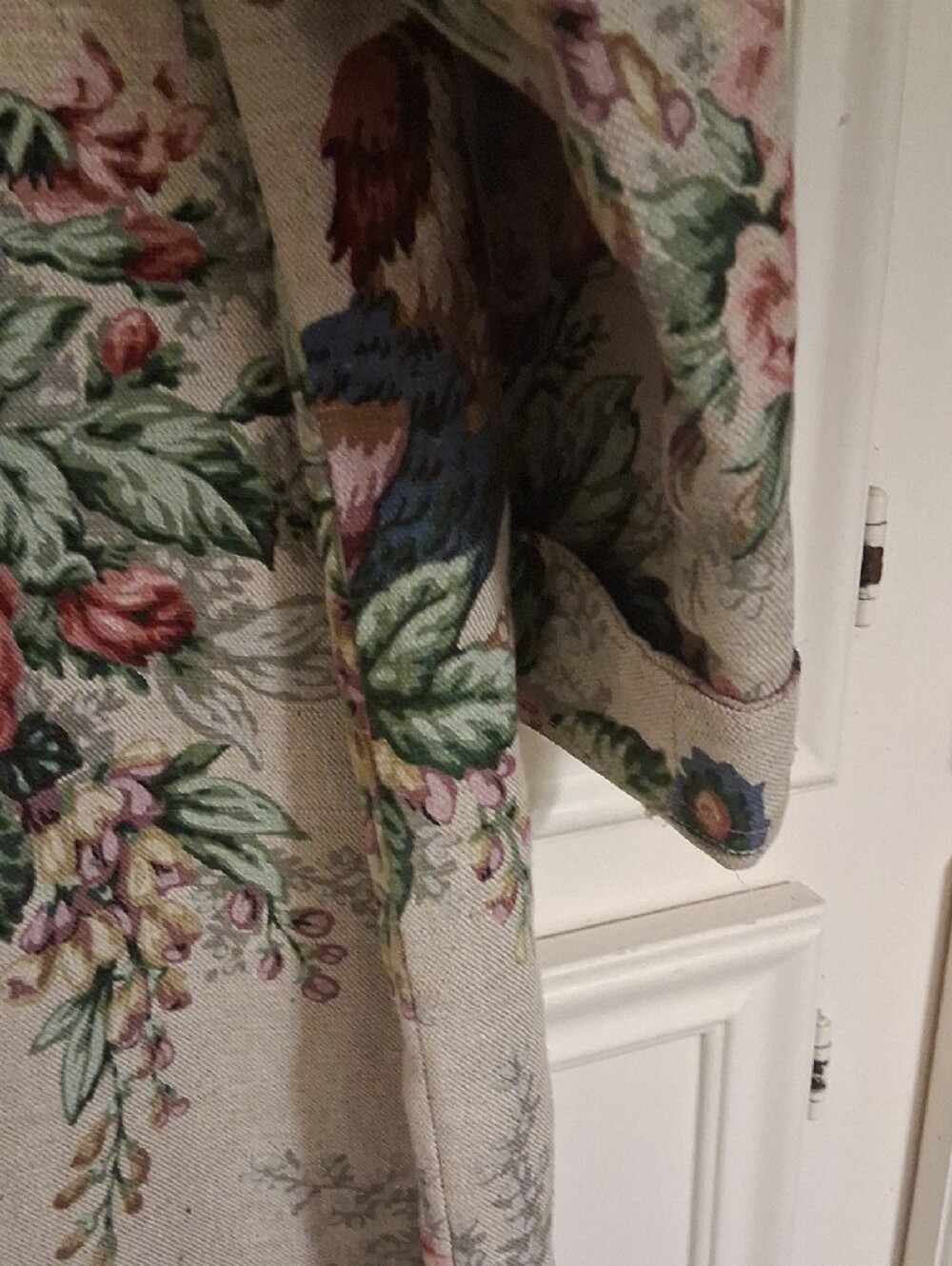 Floral Button-Front Blazer Jacket in Beige with Pink & Green - Picture 5 of 6